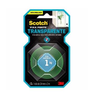 Imagem de Fita Dupla Face 3M Fixa Forte Scotch para Ambiente Interno, Transparen