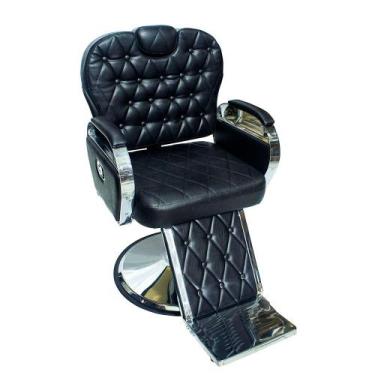 Imagem de Cadeira Guerreira Para Barbeiro Hidráulico Redondo Estofado Preto it -