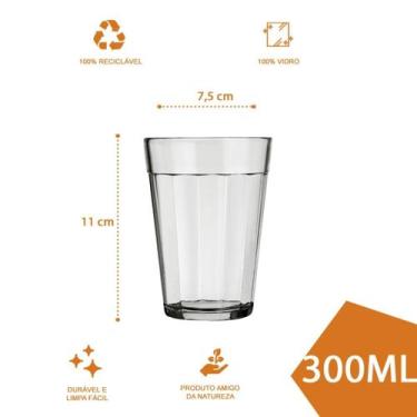Imagem de Kit 6 Copo Americano Vidro Transparente 300ml Cerveja Nadir - NADIR FI
