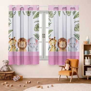 Imagem de Cortina Infantil Safari Baby 2,00x1,50 Decorativa para Quarto e Janela