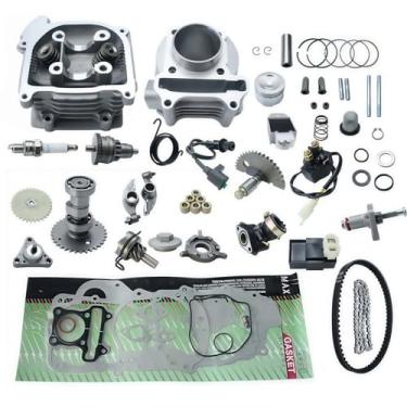 Imagem de Hauertzx Kit completo de reconstrução de cilindro de 47 mm Big Bore Comp adequado para 4 tempos GY6 49cc 50cc 139QMA 138QMB Peças de motor ATV Quad Scooter Go Kart (válvula padrão de 64 mm)