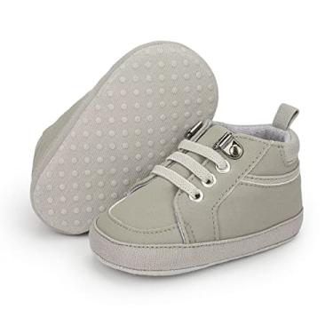 Imagem de Sapatos de caminhada para bebês meninos meninas cano alto sola macia antiderrapante infantil pré-andador primeiro passo, A1/cinza, 12-18 Months Toddler