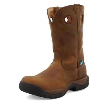 Imagem de Twisted X Bota de trabalho masculina – Botas de bico K projetadas com forro de malha de ar, entressola de compressão, sola de borracha, gáspea de couro oleado de flor integral e cano de 28 cm, Taupe e