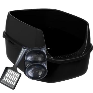 Imagem de Caixa De Areia Para Gatos Fechada Grande Com Gaveta Removivel E Porta Em Acrilico(Furba Preta)