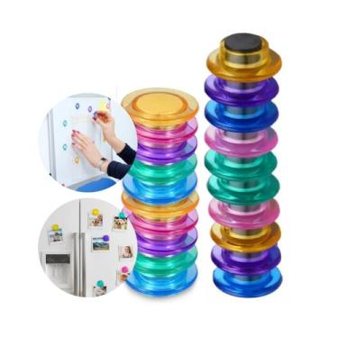 Imagem de Kit 20 Imãs Coloridos Redondos Magnéticos para Geladeira, Mural, Quadro Branco, Fotos e Recados – Imãs Decorativos Fortes e Resistentes - Shop100