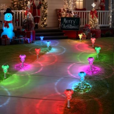 Imagem de Luzes solares ao ar livre, pacote com 16 luzes de cogumelo externas, à prova d'água, iluminação LED alimentada por energia solar para jardim, quintal, paisagem, caminho, caminho, gramado, passarela