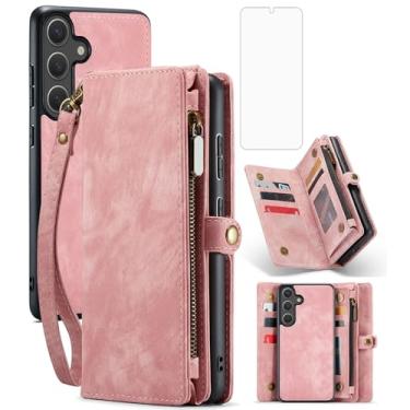 Imagem de Asuwish Capa de celular para Samsung Galaxy S25 FE 5G com zíper carteira magnética destacável com protetor de tela de vidro temperado e suporte de cartão flip de couro PU celular S 25 EF S25FE 25S