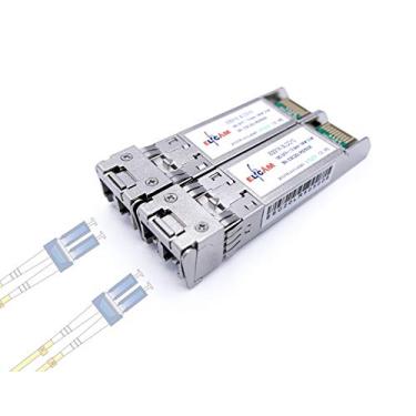 Imagem de Elfcam® - Pacote com 2 módulos transceptores SFP+ de 10 GB, módulo SFP+ 10GBase-LR 1310 nm, conector monomodo duplex LC/UPC (OS2), DDM10KM
