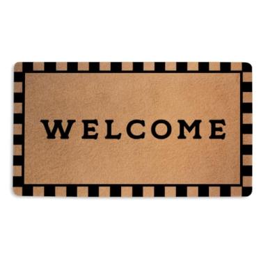 Imagem de Tapete de porta de boas-vindas ao ar livre, capacho de coco sintético com revestimento de PVC antiderrapante 45 x 76 cm, tapete de boas-vindas engraçado para decoração de varanda de entrada interna