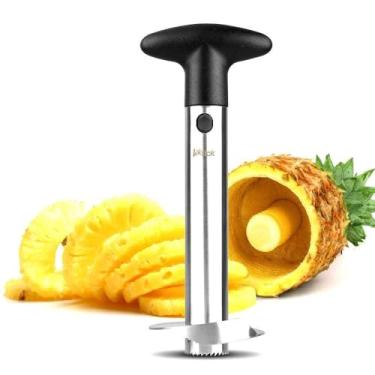 Imagem de KKick Descascador e Fatiador de Abacaxi em Aço Inox, Cabo Ergonômico, 24 cm x 9 cm, Preto e Prata