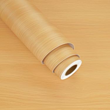 Imagem de Wallderful Papel de parede de madeira clara para bancadas, papel de parede de madeira de carvalho marrom claro, descasque e cole bancadas, papel de embrulho de madeira impermeável para cozinha