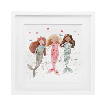 Imagem de Stupell Industries Impressão emoldurada branca trio de sereias amizade sob vidro, design por Leah Straatsma, 13 x 13