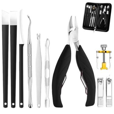 Imagem de NOVANO Kit de remoção de unhas encravadas, ferramenta de tratamento de unhas, cortador de unha para idosos, ferramenta de pedicure profissional, cortador de unha grande para unhas grossas, 11 peças