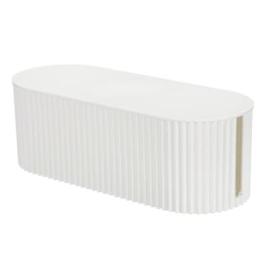 Imagem de YOKIVE Caixa de gerenciamento de cabos, organizador de cabos, caixa de armazenamento de tiras decorativas, acessórios de mesa para TV, cabos de computador, casa, escritório, branco