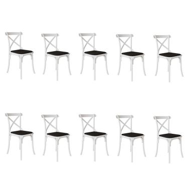 Imagem de Kit 10 Cadeiras Katrina Assento Corano Preto Aço Branco