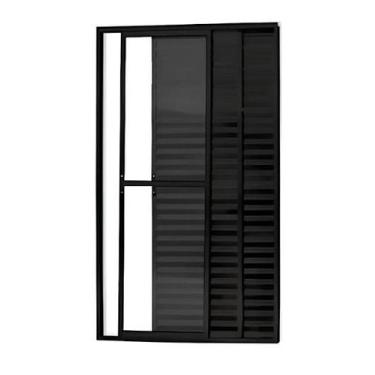 Imagem de Porta Balcão 3 Folhas com Trinco Alumínio Brilhante, Branco ou Preto L