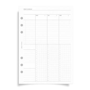 Imagem de Agenda semanal A5 inserções de planejador de tamanho – início de segunda-feira sem data, 32 páginas (16 dupla-face), layout com bloqueio de tempo com slots de hora em hora + grade de notas, papel