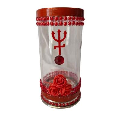 Imagem de Porta Vela 7 Dias 18 Cm Pomba Gira Vermelha + Presente