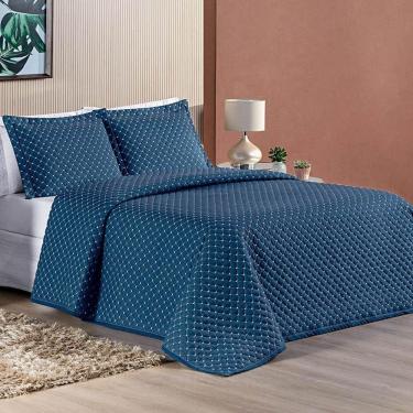 Imagem de Cobre Leito Queen Amarilis Micropercal 200 Fios 3 Peças - Marinho