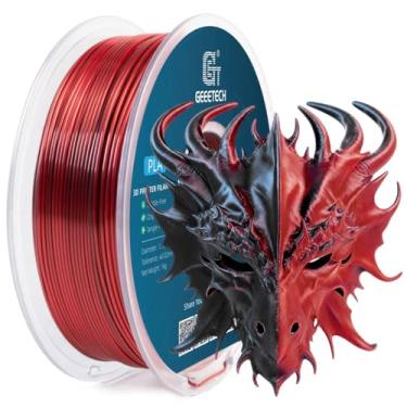 Imagem de GEEETECH Filamento de impressora 3D Silk PLA 1,75 mm, filamento PLA de cor dupla de seda 1 kg (2,2 lbs), precisão dimensional +/- 0,02 mm, filamento bicolor PLA preto e vermelho