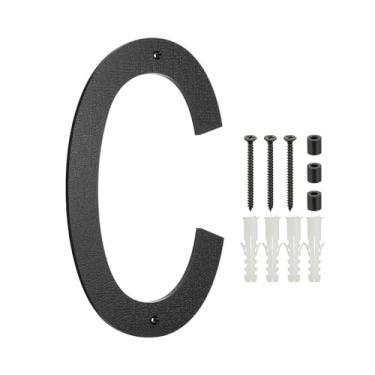 Imagem de PATIKIL Números de casa de 30,5 cm para fora, letra C ABS textura de plástico flutuante número de casa moderna caixa de correio números de porta com kit de unhas para rua residencial ao ar livre
