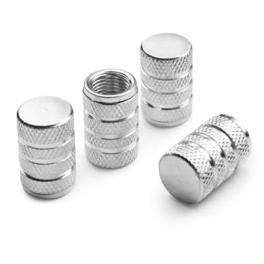 Imagem de Pitlane Performance Tampas de válvula de alumínio (conjunto de 4) – Tampas de válvula de pneu para válvulas Schrader – Compatível com carros, SUVs, motocicletas e bicicletas (prata, conforto)