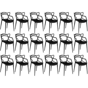 Imagem de Kit 18 Cadeiras De Jantar Allegra Prática Empilhável - Preto