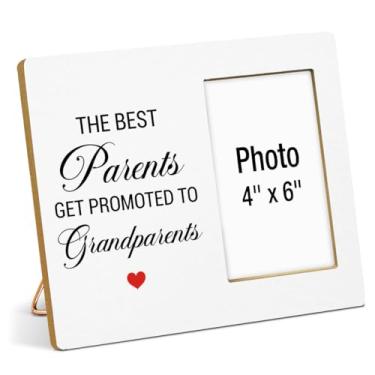 Imagem de XFFJGVR Porta-retratos para avós pela primeira vez, porta-retratos para netos, presentes de anúncio de bebê para vovós, os melhores pais são promovidos aos avós, molduras de madeira, 10 x 15 cm