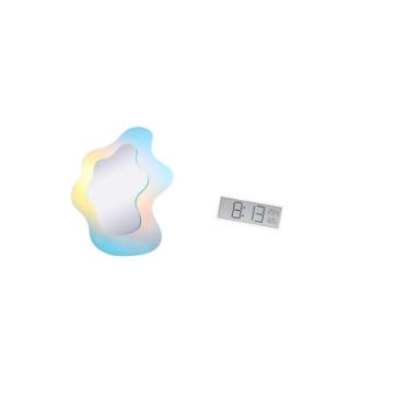 Imagem de Fenteer Espelho Decorativo Moderno em Acrílico Ondulado com Relógio de Parede Digital, Grande Visor E Indicador de Temperatura E Umidade, Ideal para Decoração