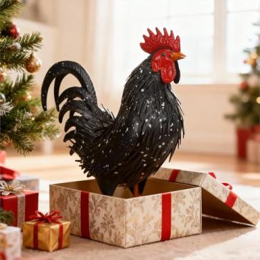 Imagem de Ratuor Estátua de jardim de galo, escultura, metal, galinha, decoração de quintal, estatuetas ao ar livre, decoração de quintal