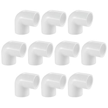 Imagem de Pacote com 10 acessórios de cotovelo de PVC de 90 graus, conectores de ângulo reto de 2 vias para móveis de tubo de PVC LESSO para prateleiras DIY, estufa, galpões e estruturas de tubos, branco SCH40