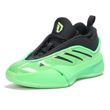 Imagem de adidas Tênis feminino de basquete Dame 9, Verde gritante/preto/limão, 16 Women/15 Men