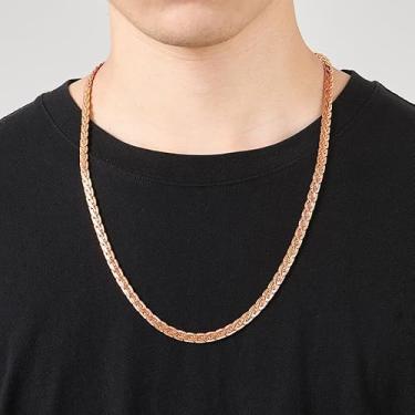 Imagem de Colar masculino de aço inoxidável grosso cubano com elos de corrente banhada a ouro 14 quilates, prata/preto/rosa, joia moderna, 26inch, Aço inoxidável, Sem Pedra Preciosa