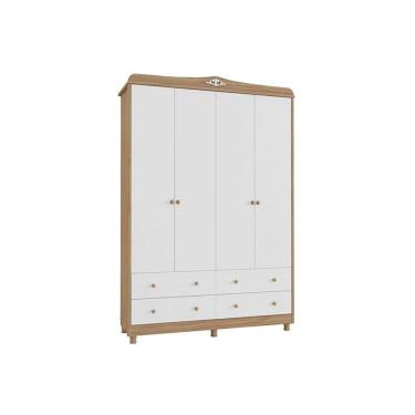 Imagem de Guarda Roupa 4 Portas Elô C/ E 4 Gavetas Branco/carvalho - Peroba