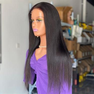 Imagem de JHXIN 12A Glueless Wig 5x5 Lace Bleached Knot Bone Straight Pure Human Hair 150% Density, Beginner Friendly(20 inch)