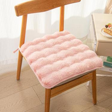 Imagem de Almofada quadrada de pele sintética, almofada de cadeira de lã de coelho sintético, almofadas de pelúcia grossas de inverno para cadeiras de jantar, sofá preguiçoso confortável e chão de escritório