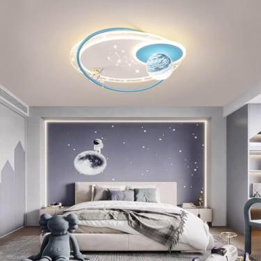 Imagem de Luminária de teto em formato de astronauta de desenho animado, com cúpula de acrílico e LED, controle remoto. Luminária de teto moderna e criativa, ideal para quarto de menino, menina, bebê,