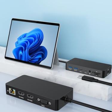 Imagem de Novo Surface Thunderbolt 4 Dock Display triplo com fonte de alimentação, estação de ancoragem de superfície 12 em 1 com HDMI duplo 4K + VGA para Surface Pro 12/11/10/9/8/X/7+/7, laptop 7/6/5/4/3, Go 4