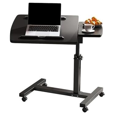 Imagem de SPXMQSS Mesas de pé com rodas, mesa de pé ajustável em altura, multifuncional, mesa para laptop, mesa de cama inclinável para casa, escritório, preto A
