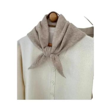 Imagem de Cachecol De Lã Triangular Listrado Quente E Macio Para O Inverno Femin