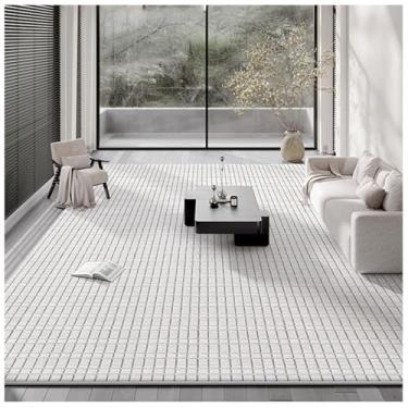 Imagem de SPXMQSS Tapetes grandes para sala de estar, resistente à sujeira e fácil de cuidar, tapete antiderrapante para sofá, mesa de café, para sala de estar, quarto, sala de jantar, escritório, cinza G 140 x