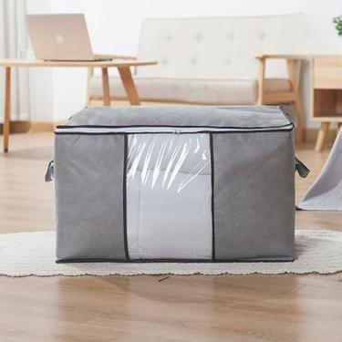 Imagem de Caixa Organizadora de TNT Respirável - 3 em 1 Antipoeira, Antiumidade e Antiinsetos, Perfeita para Closet, Guarda-Roupas, Brinquedos e Organização Doméstica (Cinza 3 Unis)