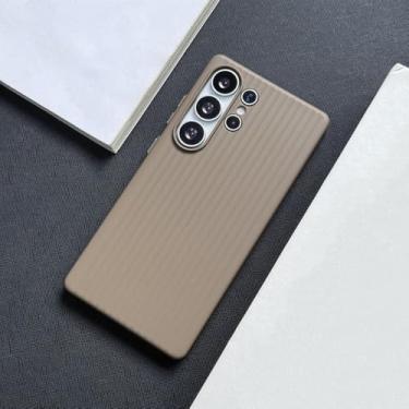 Imagem de Capa traseira fosca em policarbonato rígido ondulado para Samsung Galaxy S23 S24 S25 Ultra S24 Plus, cor cáqui, para Samsung S23 Ultra.