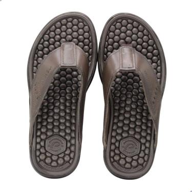 Imagem de Chinelo Pegada Masculino em Couro Cravo