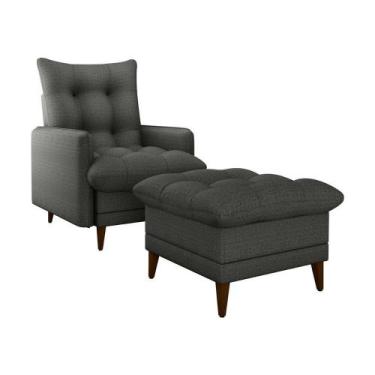 Imagem de Poltrona De Amamentação Com Puff Montreal Matrix Linho Chumbo