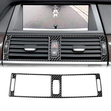 Imagem de SUNJIKA Compatível com Consoles Centrais de Fibra de Carbono Ar Condicionado Tampa de Ventilação Moldura Acabamento Interior Acessórios para BMW X5 E70 X6 E71 2008 2009 2010 2011 2012 2013 (1 peça