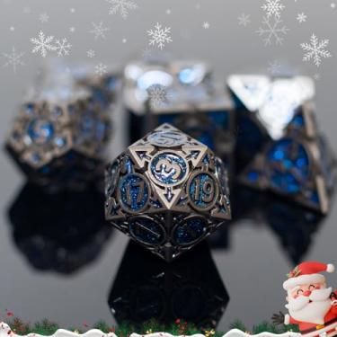 Imagem de Premium Heavy Metal DND Dice Set (Wizard) with A Metal Box, Black Nickel Finish, Sharp Edge Resin Coated Zinc Alloy D&D Accessories, D4-D20, for Dungeons & Dragons Master, RPG Player, Starter Gift