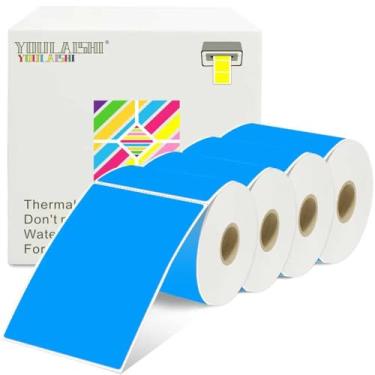 Imagem de YOULAISHI Etiquetas retangulares de 7 x 12 cm, etiquetas de inventário, codificação de cores, etiquetas térmicas de envio para caixa móvel, adesivos imprimíveis para códigos de barras, endereço, 4