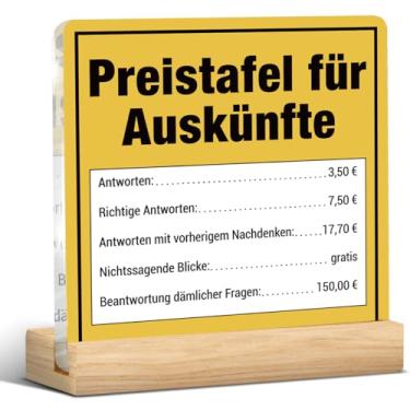 Imagem de Placa engraçada para decoração de mesa de escritório, lista de preços de humor para informações placa acrílica para mesa presentes sarcásticos de escritório para colegas de trabalho