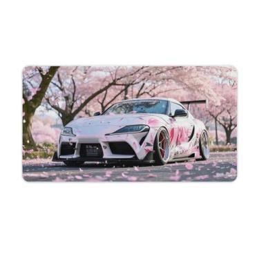 Imagem de HouLaiZhe JDM Tapetes de mesa de carro JDM Sports Car Sup Cherry Blossoms Gaming Mouse pads de mesa grandes para teclado de mesa tapete de computador 40 x 75 cm